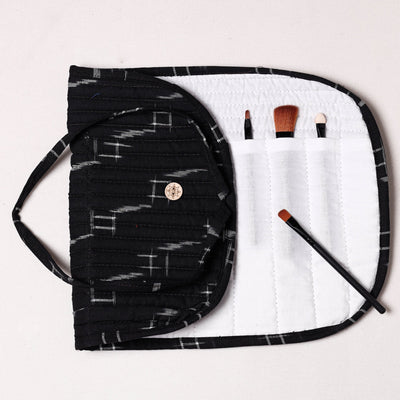  Ikat Fabric Multipurpose Segmented Make-up Brush Wrap Pouch/Case 