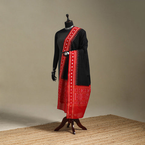 Black - ikat handloom cotton sambalpuri dupatta 03
