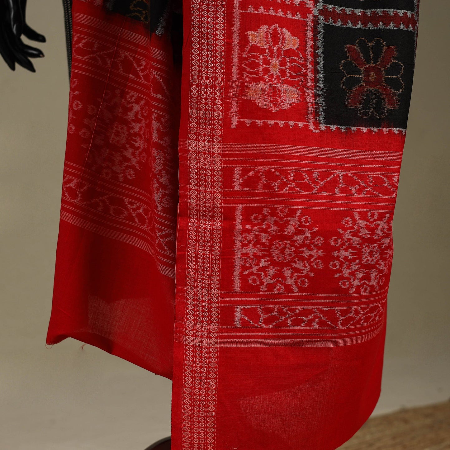 Black - ikat handloom cotton sambalpuri dupatta 08