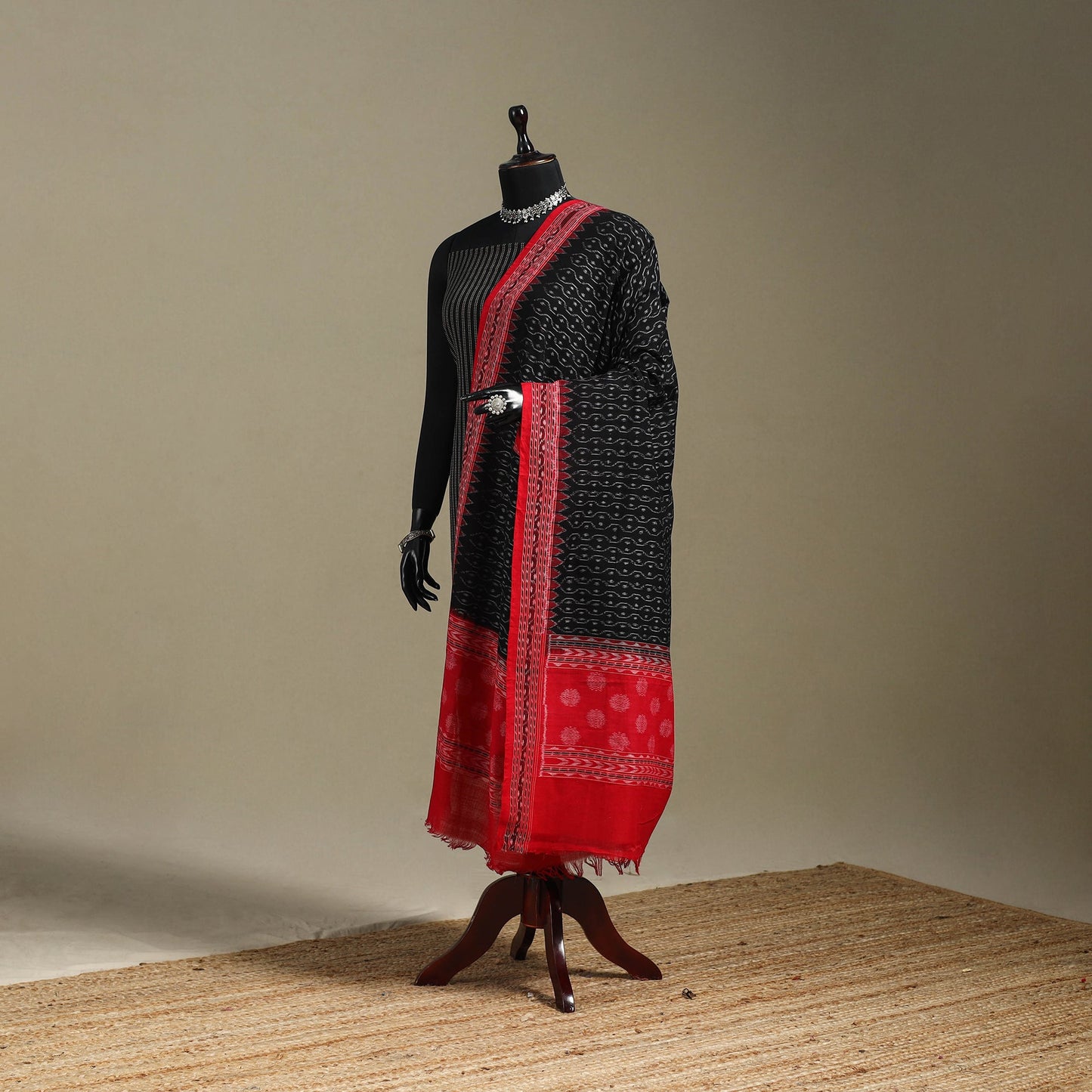 Black - ikat handloom cotton sambalpuri dupatta 17