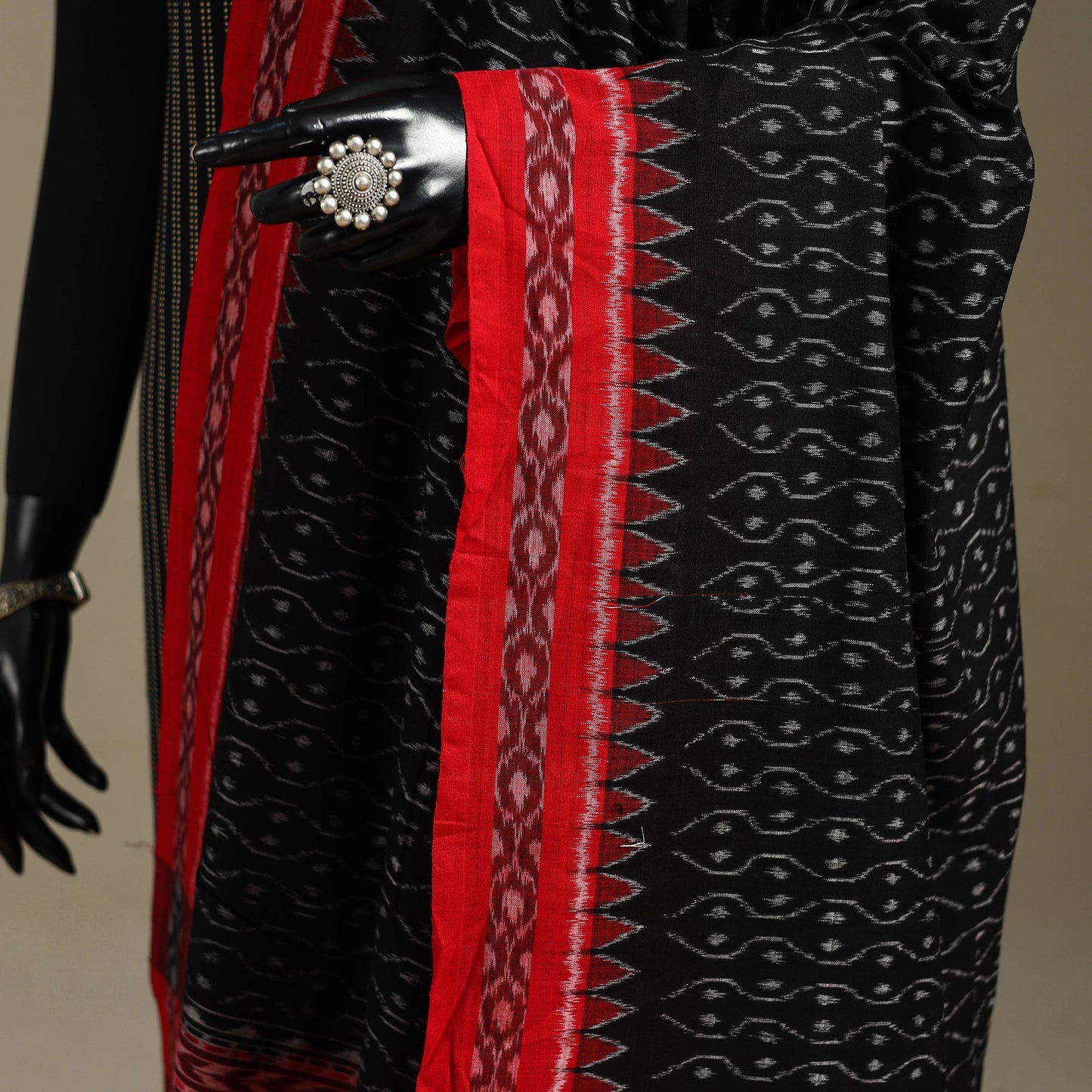 Black - ikat handloom cotton sambalpuri dupatta 19