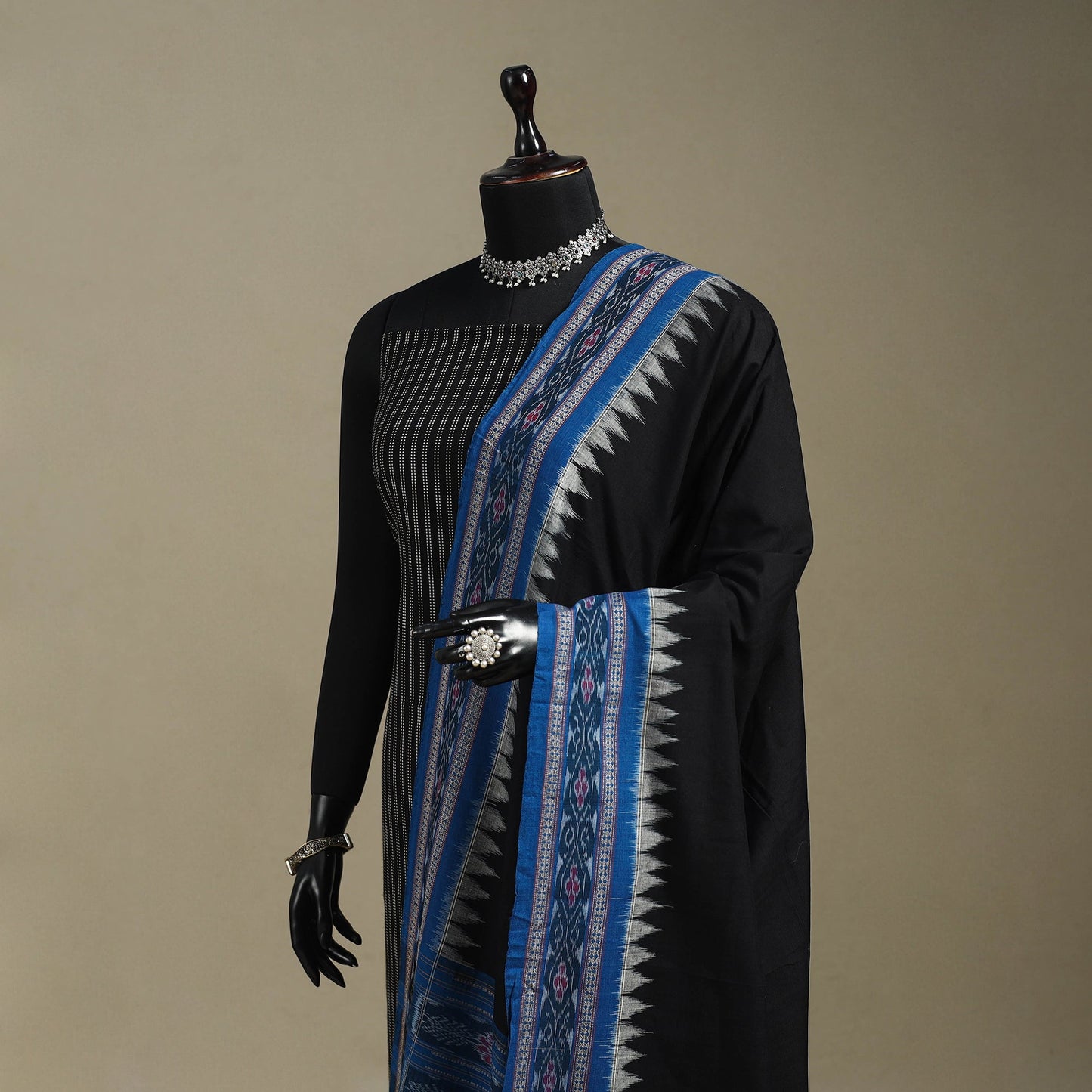 Black - ikat handloom cotton sambalpuri dupatta 23