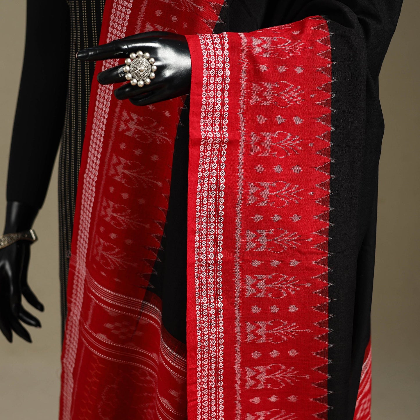 Black - ikat handloom cotton sambalpuri dupatta 42