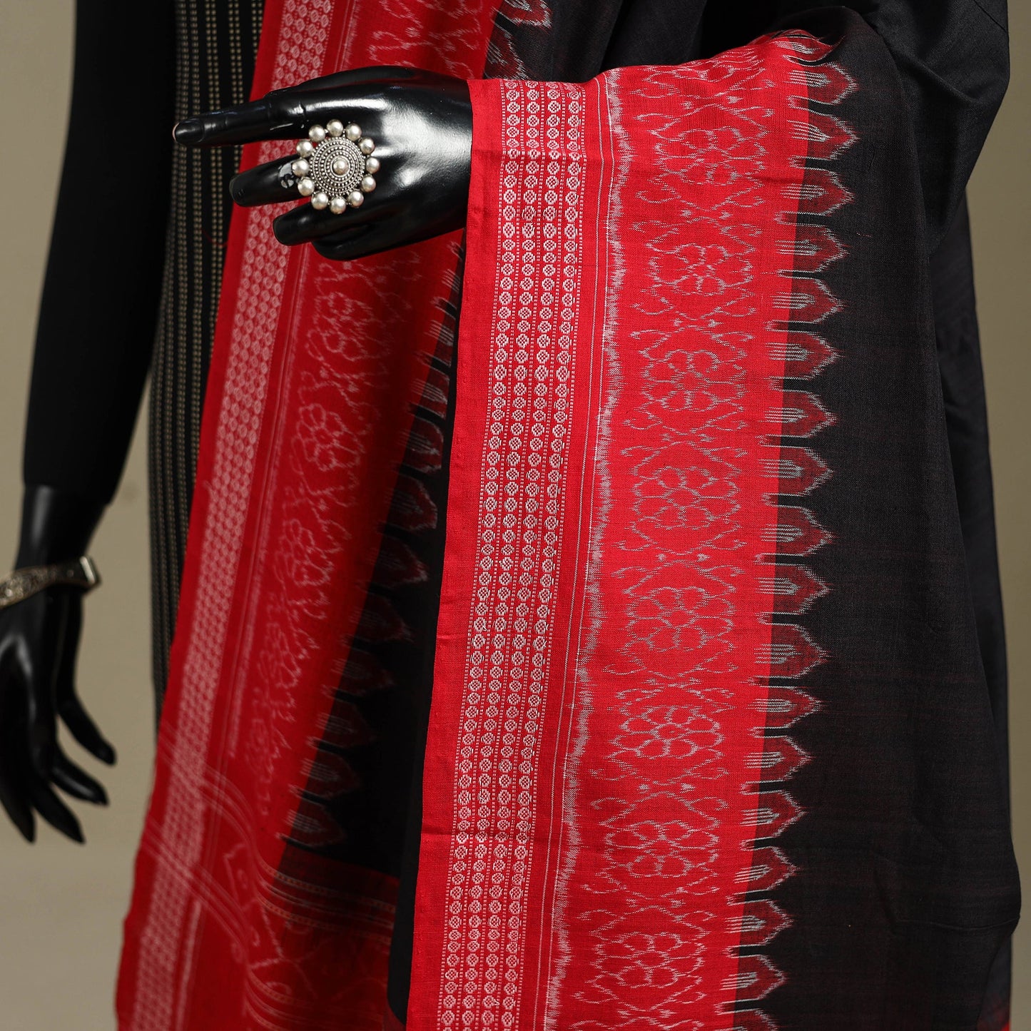 Black - ikat handloom cotton sambalpuri dupatta 44