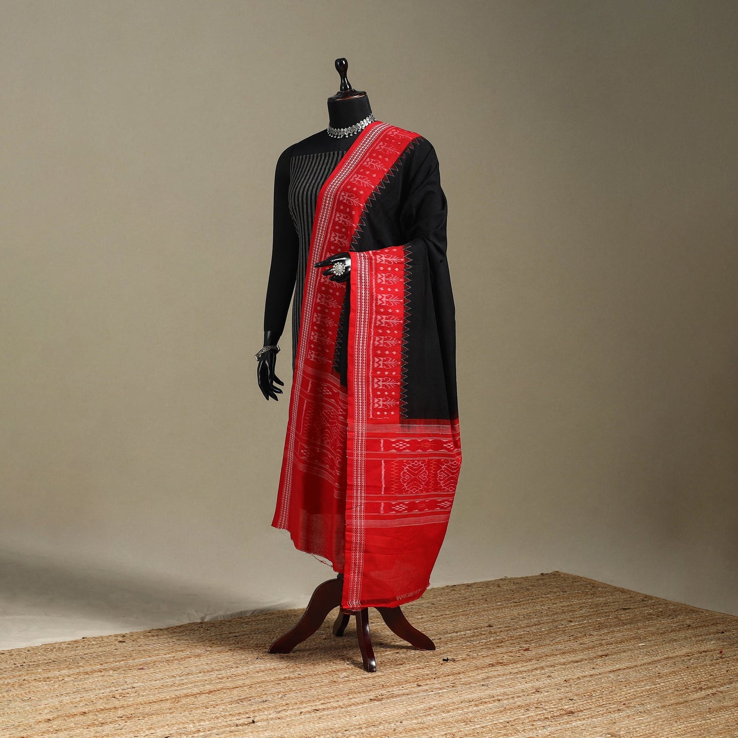 Red - ikat handloom cotton sambalpuri dupatta 44