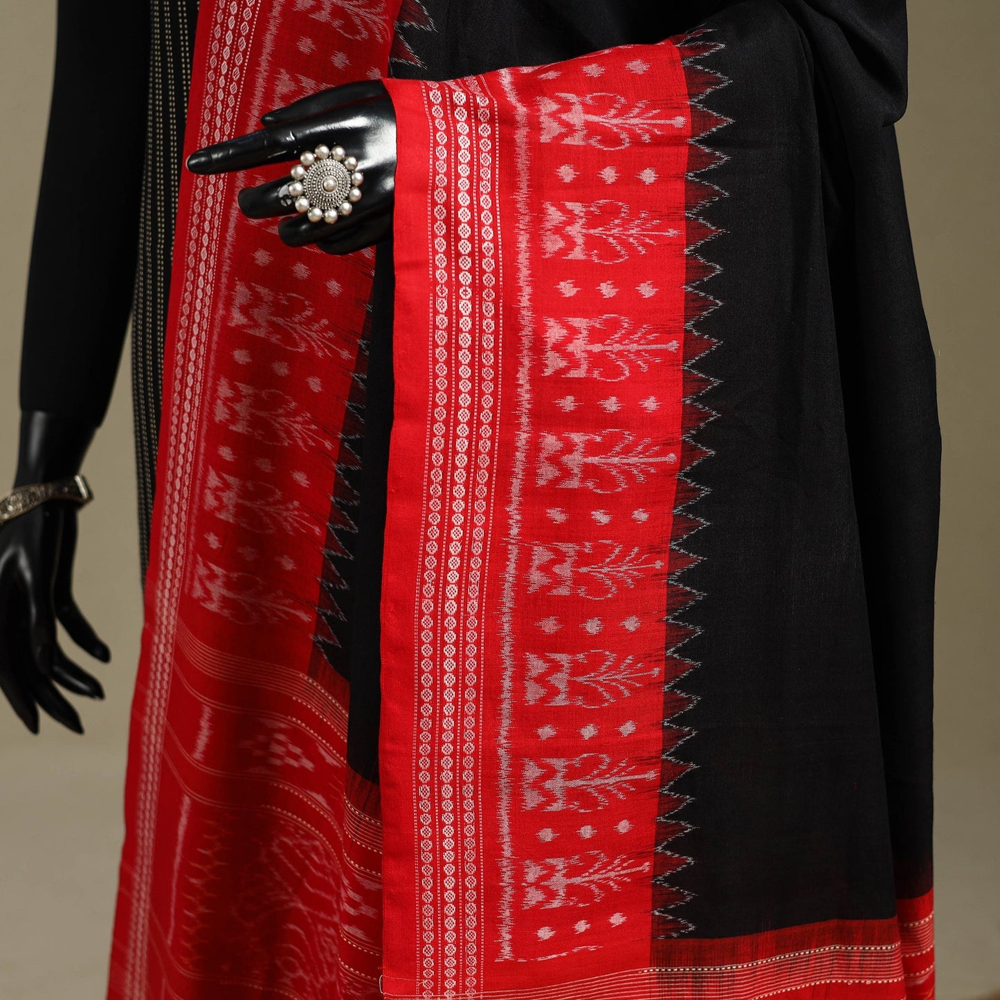 Red - ikat handloom cotton sambalpuri dupatta 44