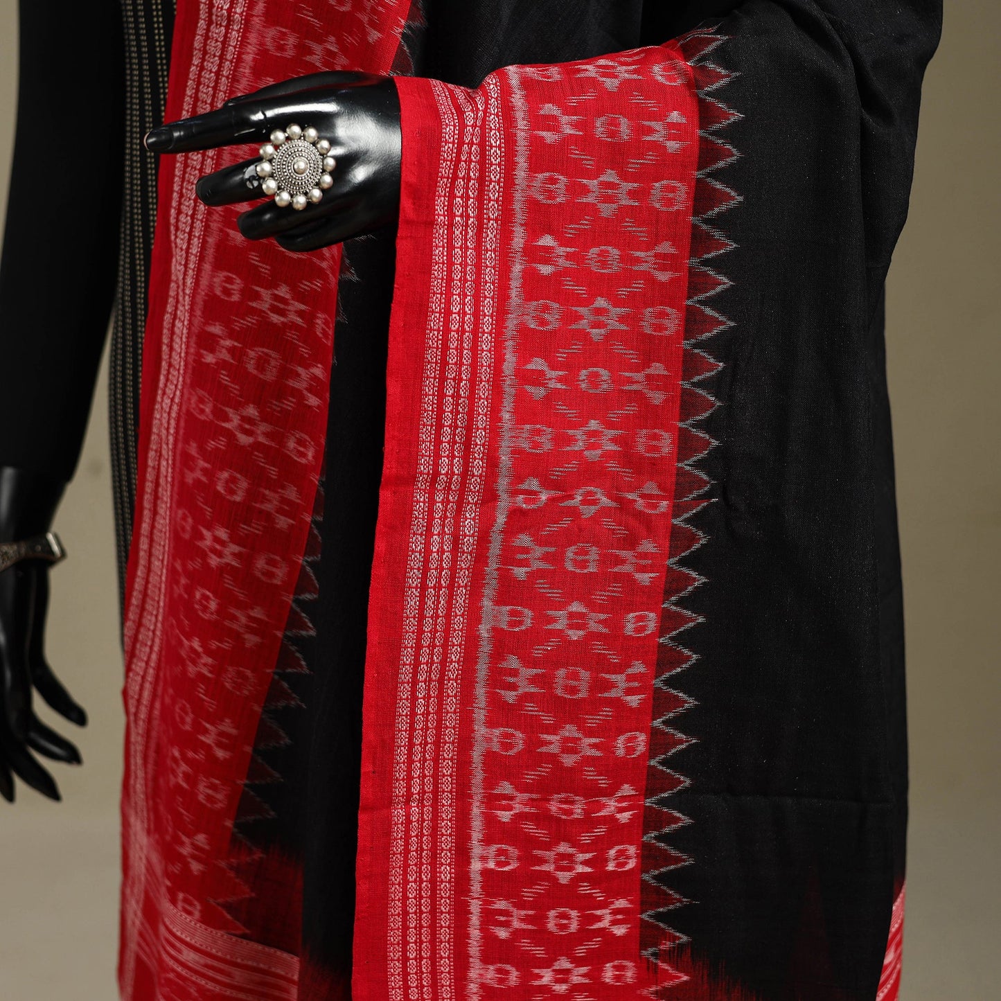 Black - ikat handloom cotton sambalpuri dupatta 45