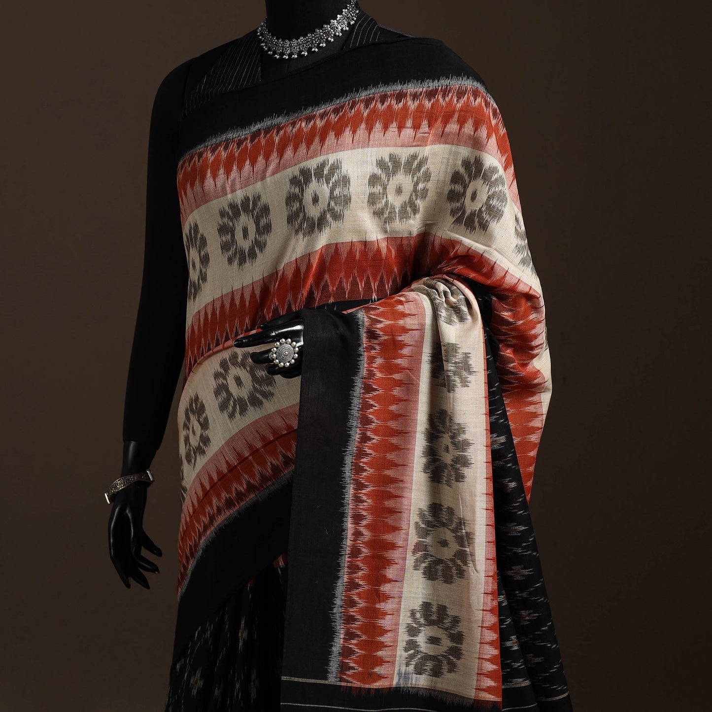 Ikat handloom cotton sambalpuri saree 27 - handcrafted