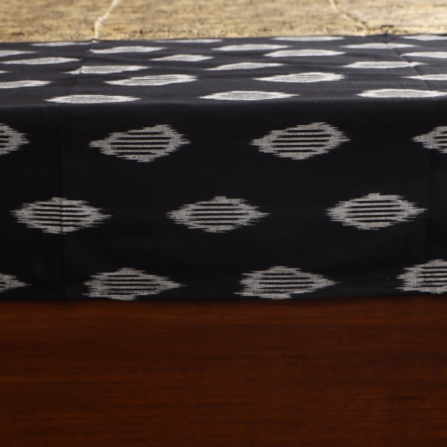 Black - ikat with modal silk patch cotton bedsheet set 35