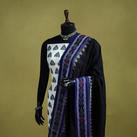 Black - ikat weave cotton sambalpuri dupatta 09