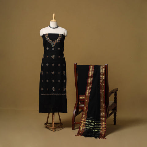 Ilkal kasuti embroidery cotton 3pc unstitched dress