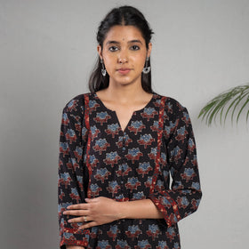  Ajrakh Block Printing Cotton Kurta with Palazzo Set 