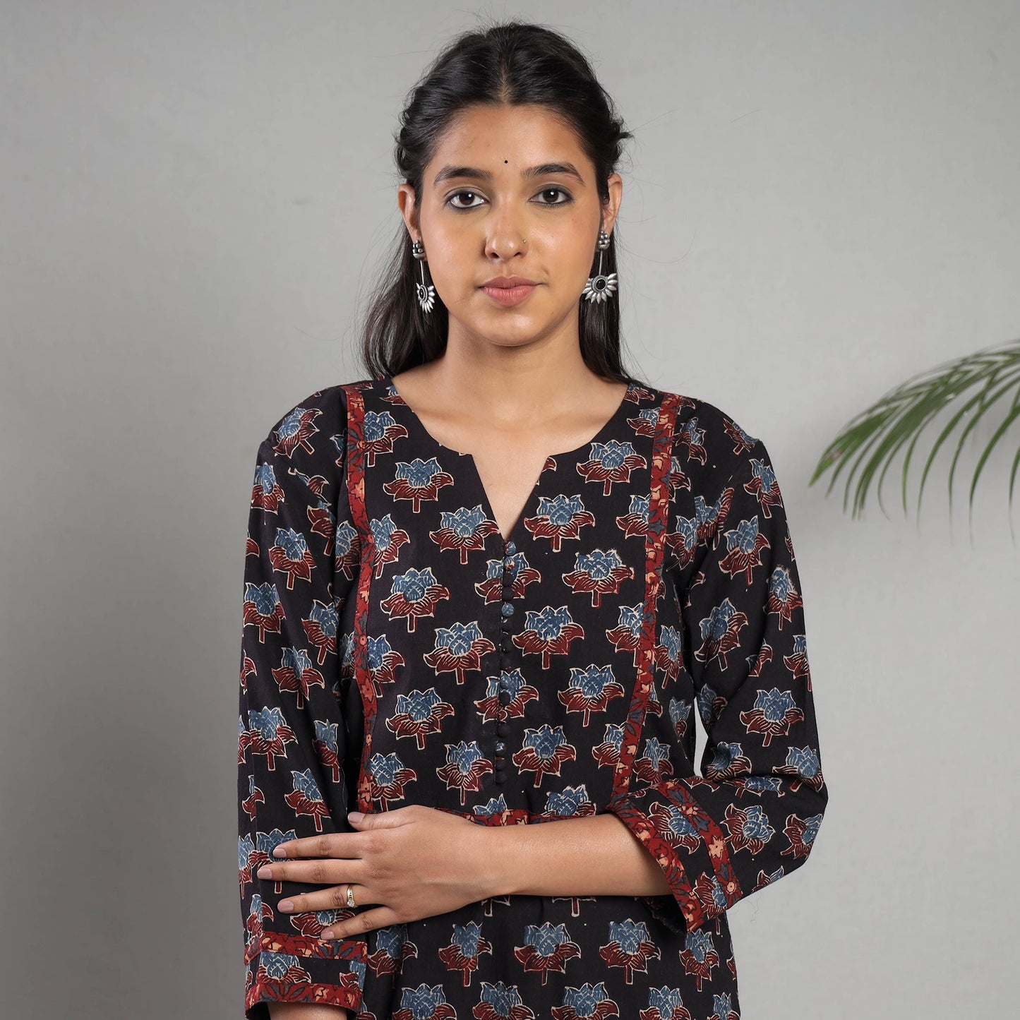  Ajrakh Block Printing Cotton Kurta with Palazzo Set 