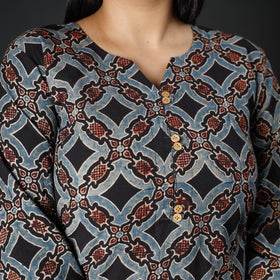  Ajrakh Block Printing Cotton Long Kurta for Women