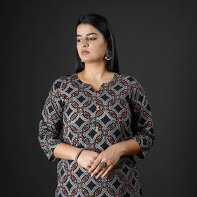  Ajrakh Block Printing Cotton Long Kurta for Women