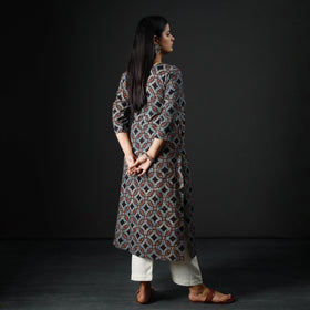  Ajrakh Block Printing Cotton Long Kurta for Women