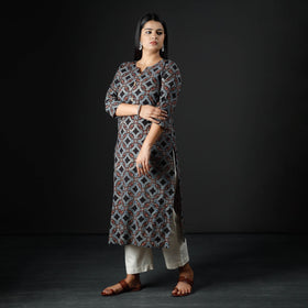  Ajrakh Block Printing Cotton Long Kurta for Women