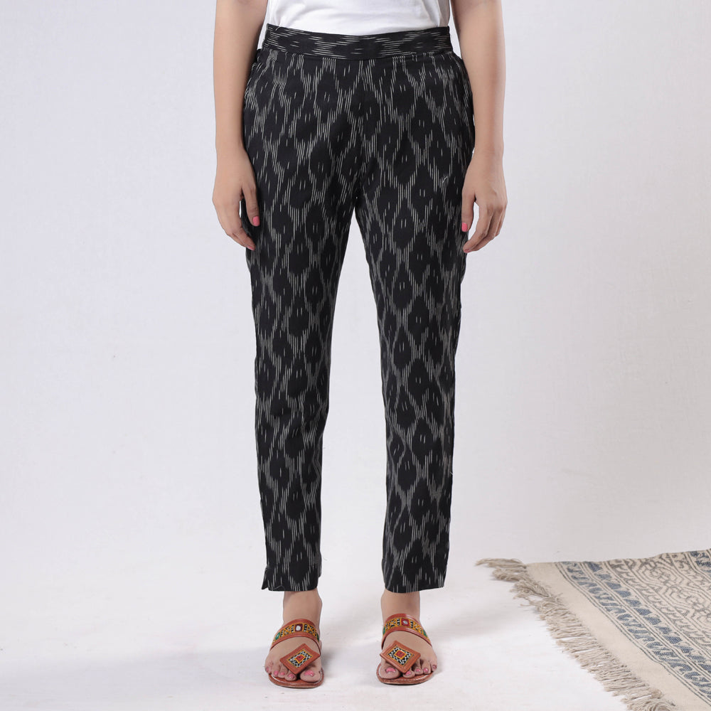  iTokri Casuals - Pochampally Ikat Cotton Tapered Casual Pant for Women 