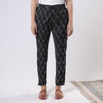  iTokri Casuals - Pochampally Ikat Cotton Tapered Casual Pant for Women 