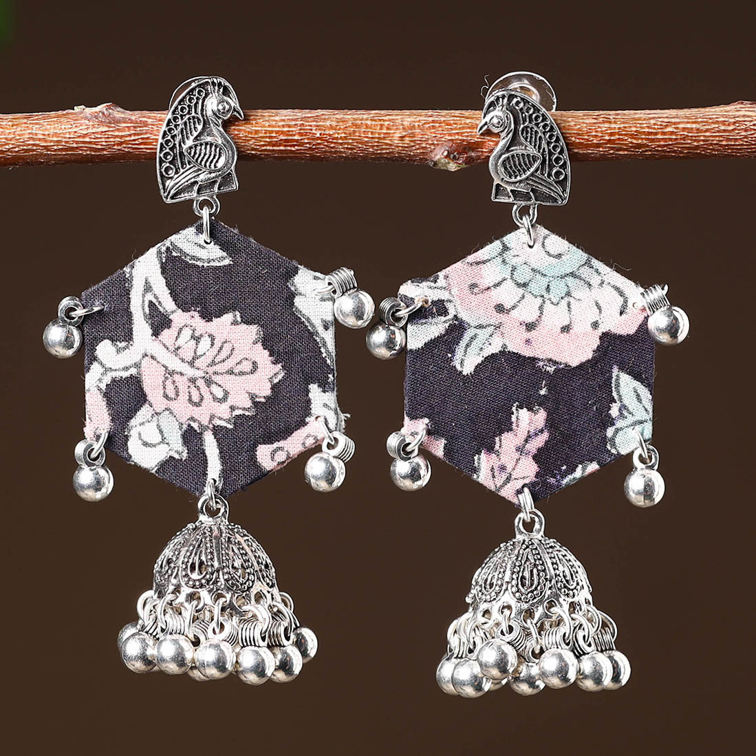 Black - izah handcrafted gs fabart earrings