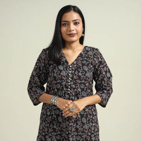 Buy Ajrakh Hand Block Printed Cotton Kurta for Women