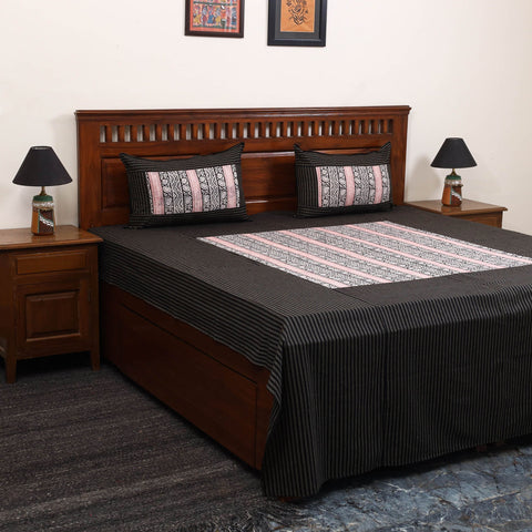 Jacquard with bagh patch cotton bedsheet set 02
