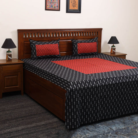 Jacquard with bagh patch cotton bedsheet set 03
