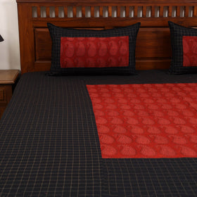 Jacquard with bagh patch cotton bedsheet set 04