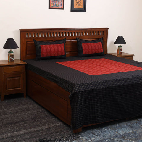 Jacquard with bagh patch cotton bedsheet set 04