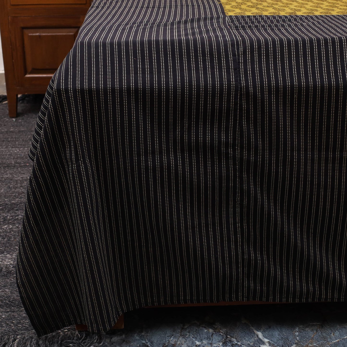 Black - jacquard with bagh patch cotton bedsheet set 12