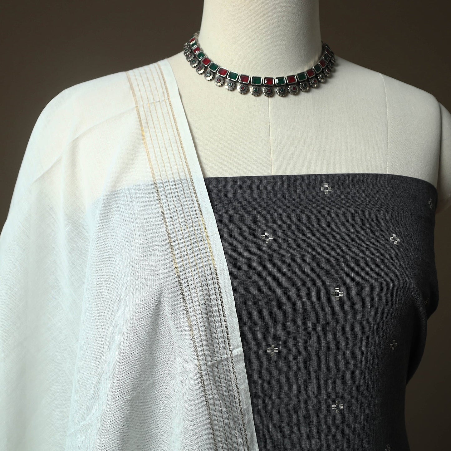 Jacquard cotton 2pc unstitched dress material kurta set 44