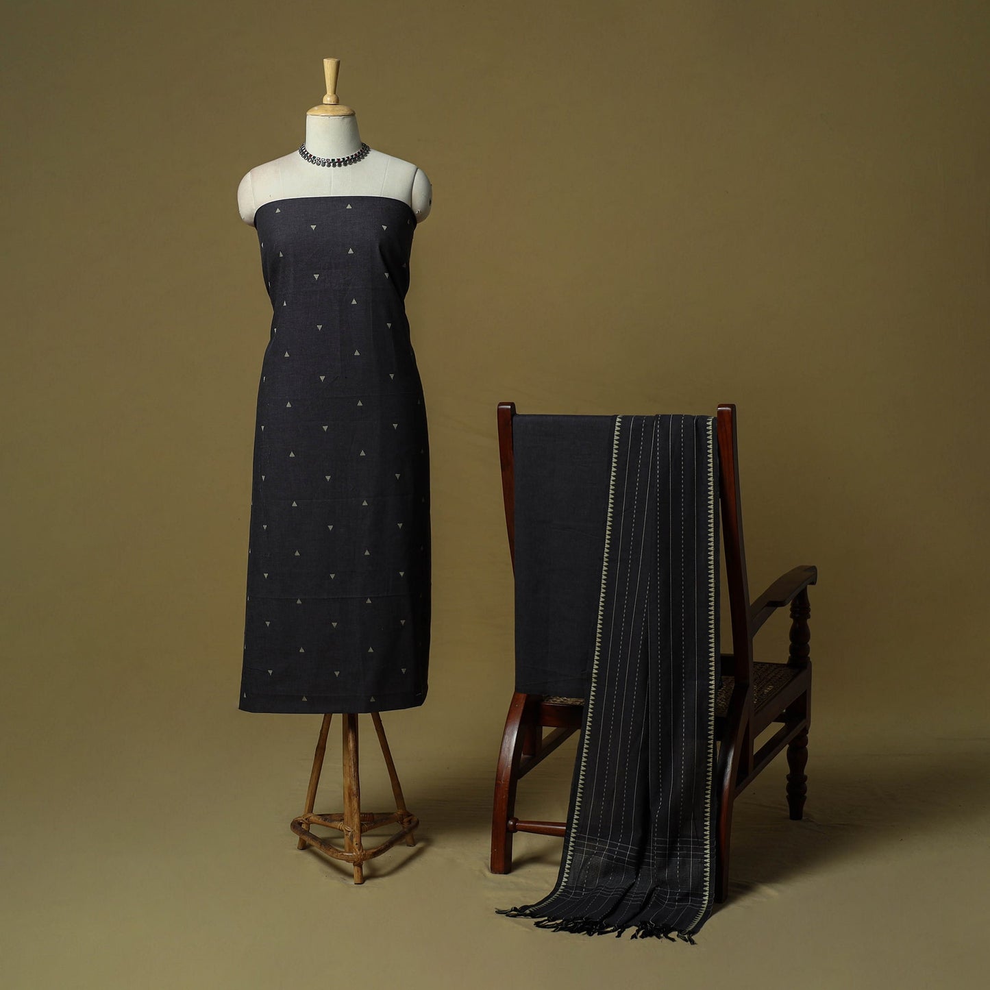 Jacquard cotton 3pc unstitched dress material 01