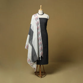 Jacquard cotton 3pc unstitched dress material 129