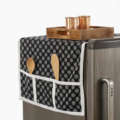  Jacquard Cotton Fridge Top Cover with Multiple Pockets 
