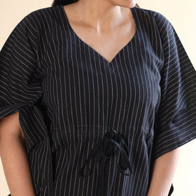 Black jacquard cotton kaftan & pyjama night suit set