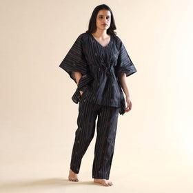 Buy Jacquard Cotton Kaftan & Pyjama Night Suit Set Online at iTokri.com