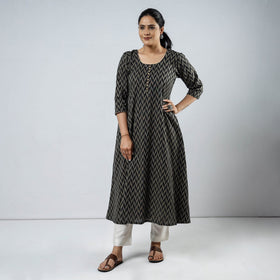 Jacquard Cotton Long Straight Kurta
 