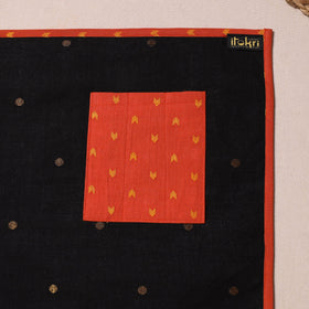 Black Jacquard Cotton Table Mat With Pocket