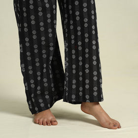  Black Jacquard Cotton Top & Pyjama Night Suit Set