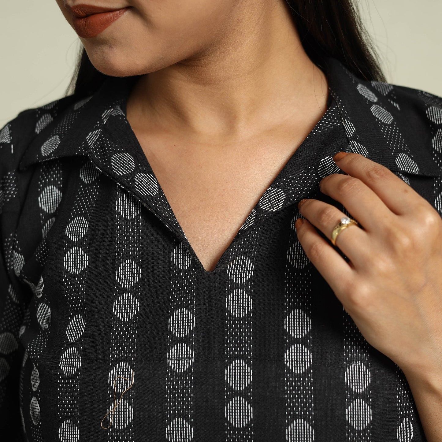  Black Jacquard Cotton Top & Pyjama Night Suit Set