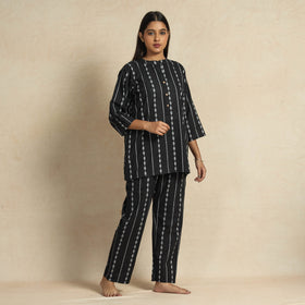  Jacquard Cotton Top & Pyjama Night Suit Set 