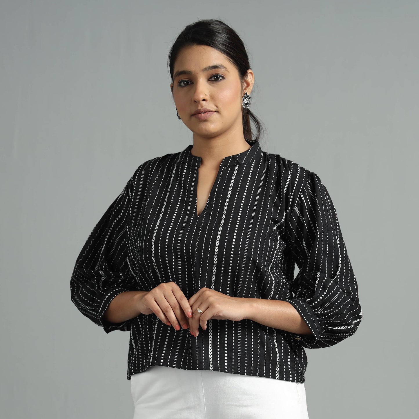 Buy Jacquard Half Sleeve Cotton Crop Top Online at iTokri.com