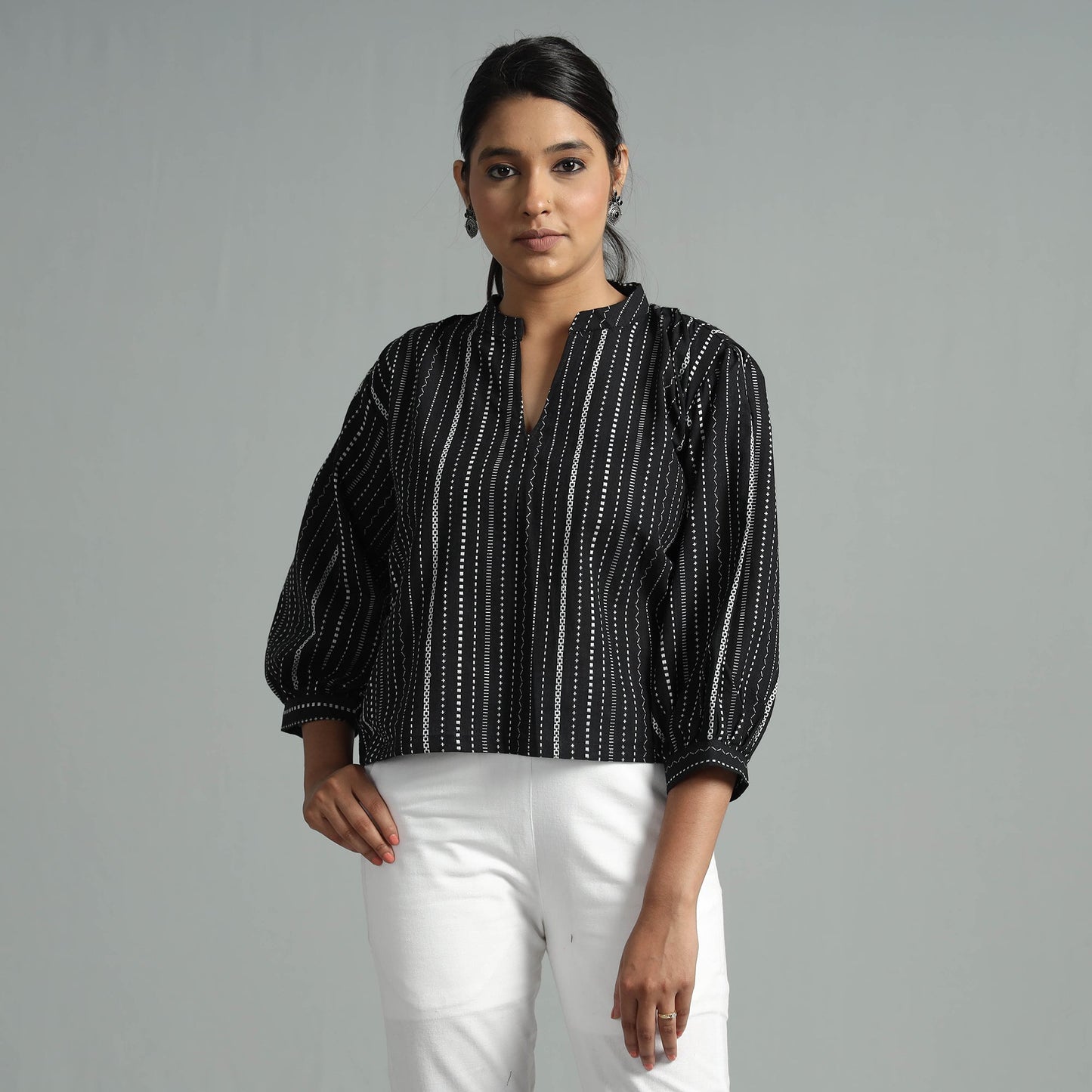 Buy Jacquard Half Sleeve Cotton Crop Top Online at iTokri.com