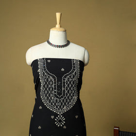 Jacquard mirror work embroidered cotton 3pc unstitched