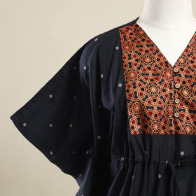 Buy Black Jacquard Mosaic Fusion Cotton Kaftan