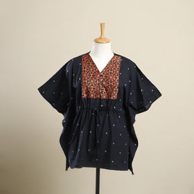 Buy Black Jacquard Mosaic Fusion Cotton Kaftan