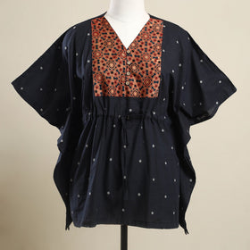 Buy Black Jacquard Mosaic Fusion Cotton Kaftan