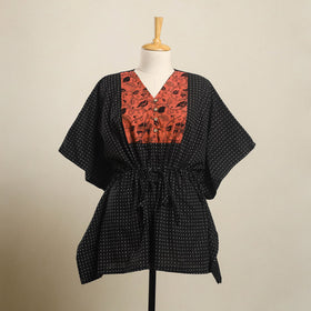 Buy Black Jacquard Mosaic Fusion Cotton Kaftan