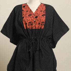 Buy Black Jacquard Mosaic Fusion Cotton Kaftan