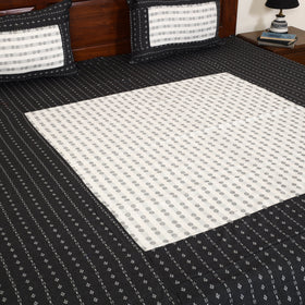 Black - jacquard patchwork cotton double bed cover
